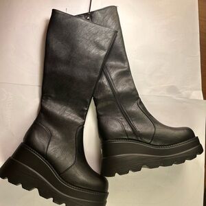 CELNEPHO Womens High Platform Mid Calf Wedges Chunky High Size 9.5